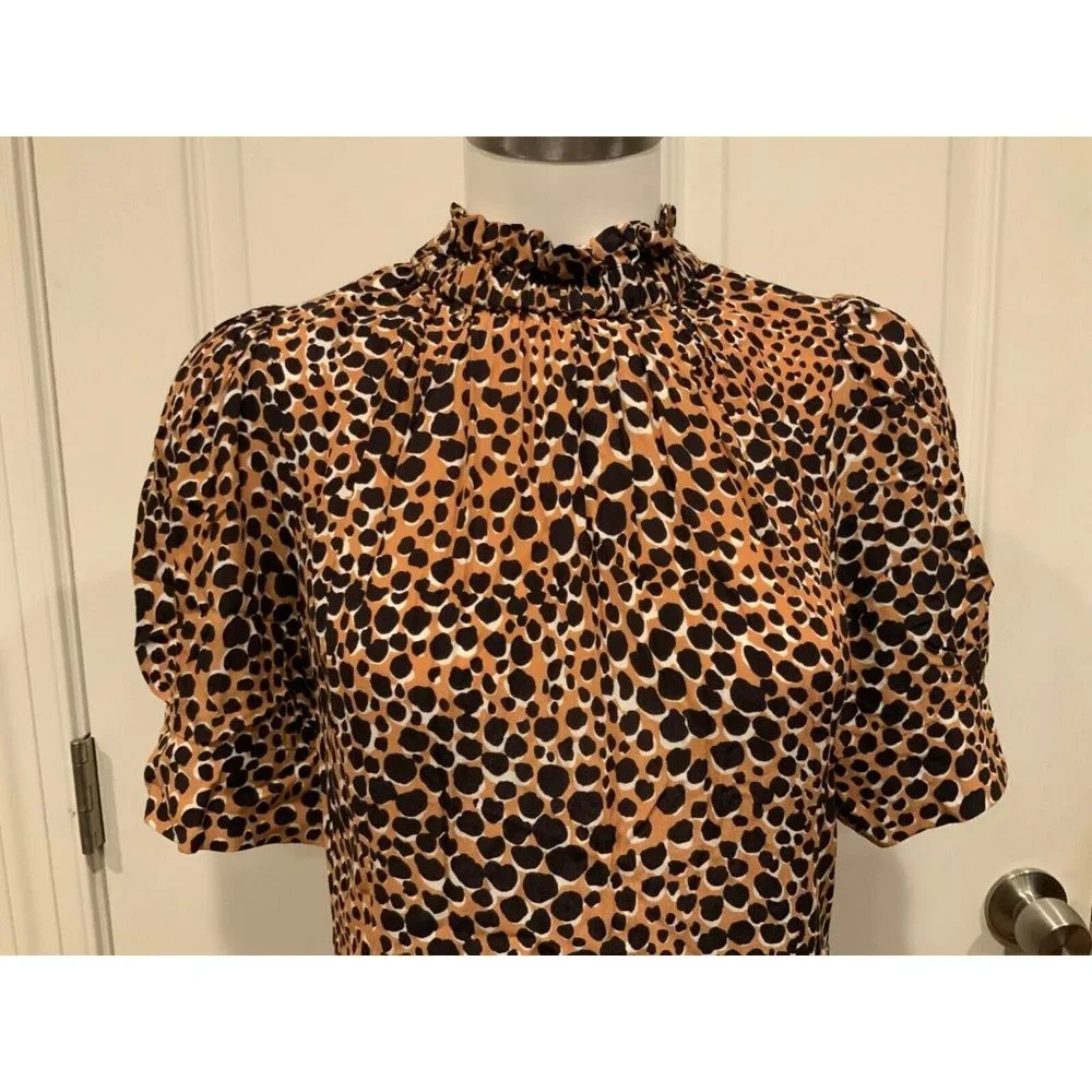 Sea New York Brown & Black Leopard Print Short Sleeve Maxi Dress, Sz 6 - Picture 2 of 8